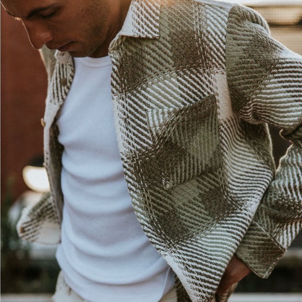 Wax London Overshirt Sage Ecru Ombré Check